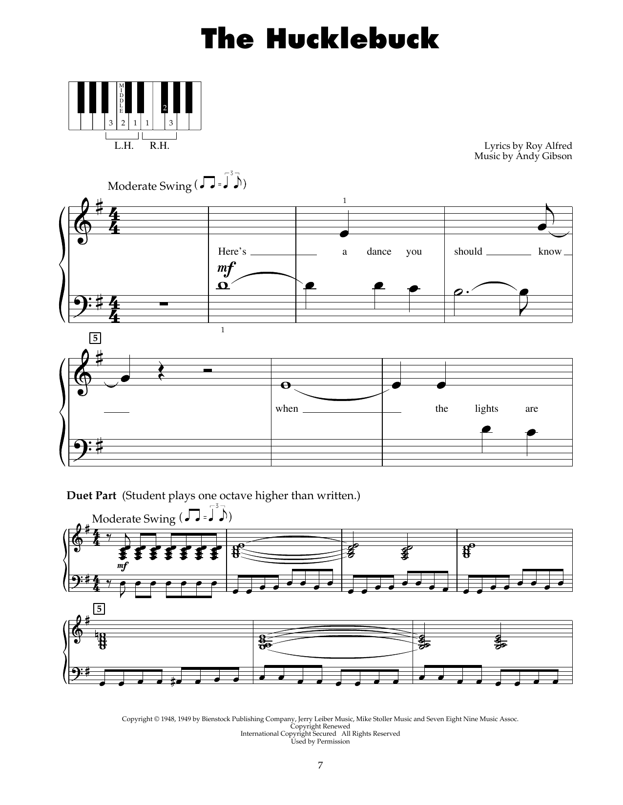 Download Paul Williams & His Hucklebuckers The Hucklebuck Sheet Music and learn how to play 5-Finger Piano PDF digital score in minutes