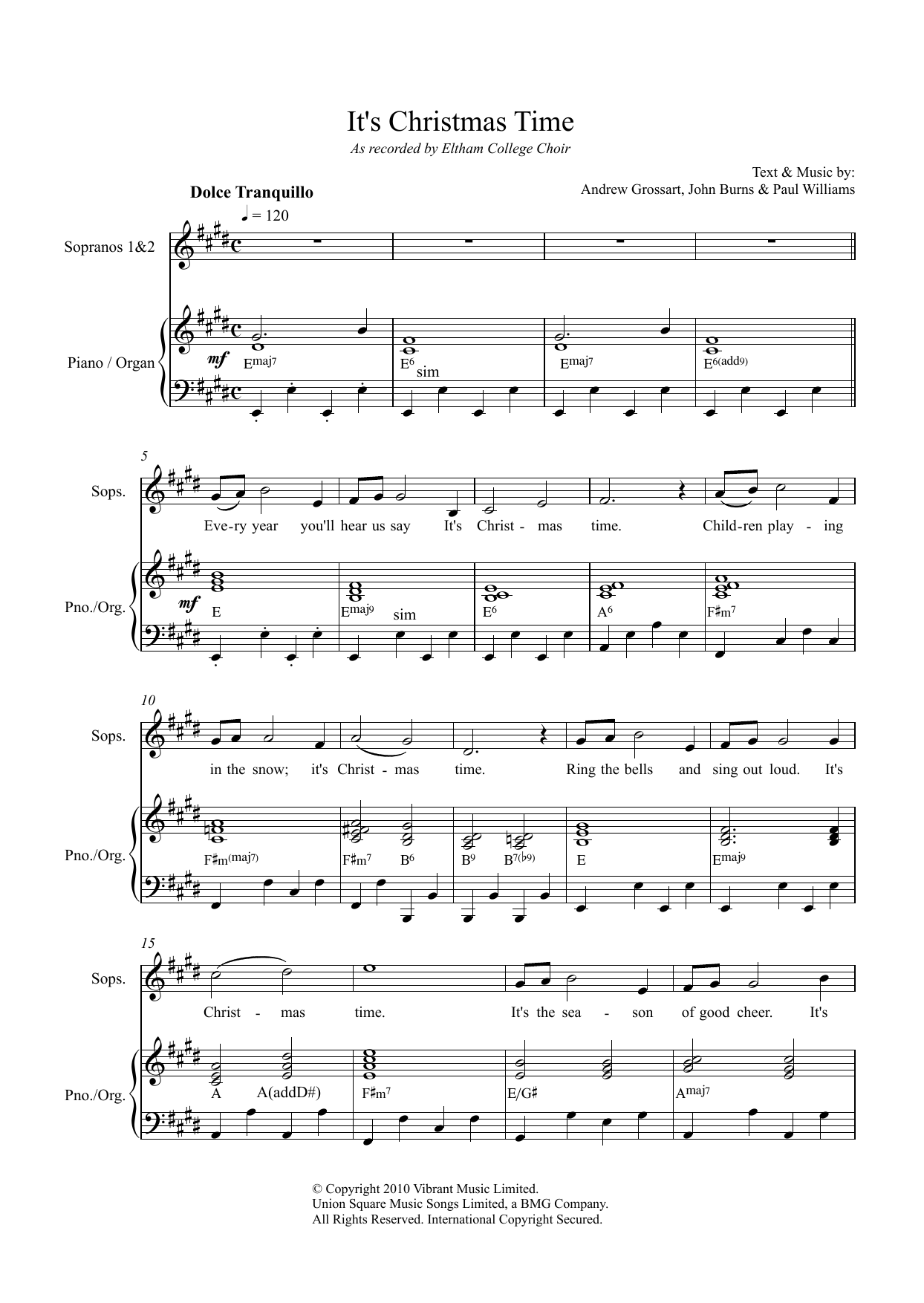 Download Paul Williams It's Christmas Time Sheet Music and learn how to play Unison Choral PDF digital score in minutes