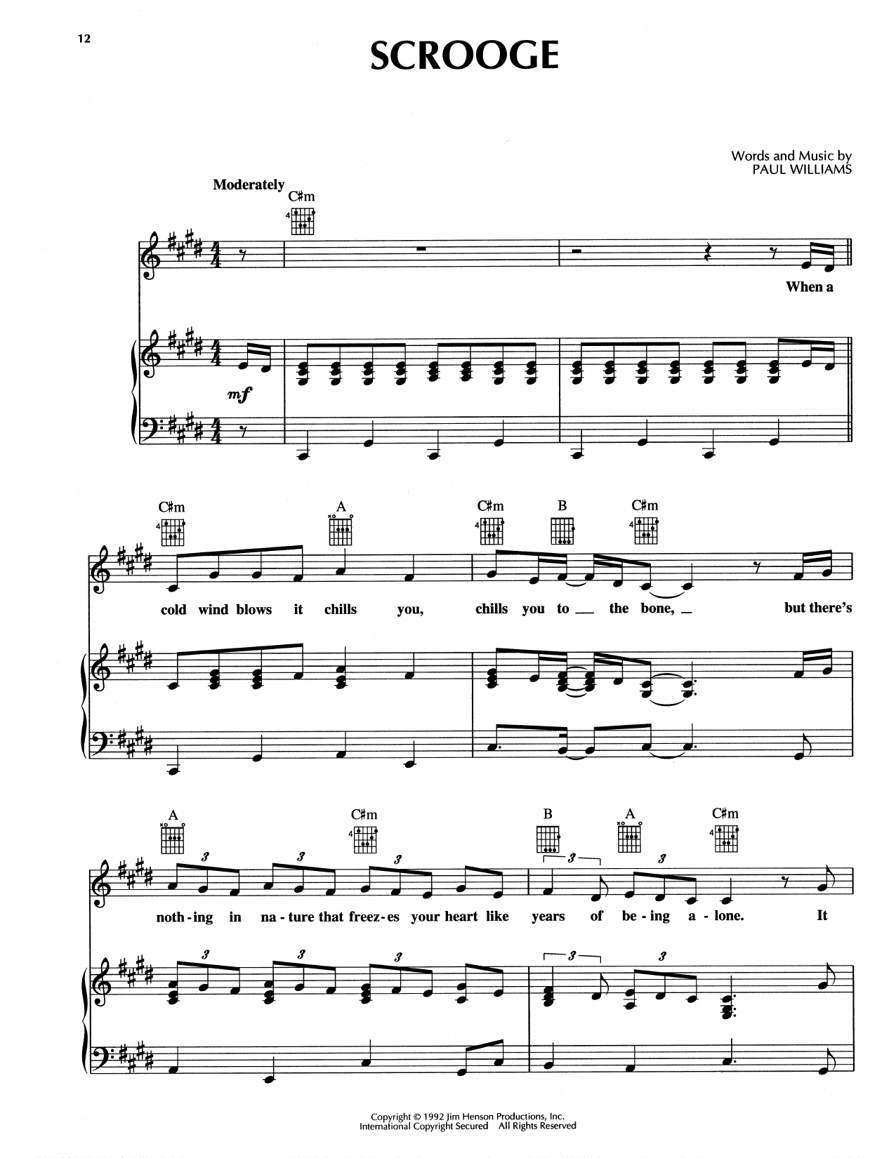 Download Paul Williams Scrooge (from The Muppet Christmas Carol) Sheet Music and learn how to play Piano, Vocal & Guitar Chords (Right-Hand Melody) PDF digital score in minutes
