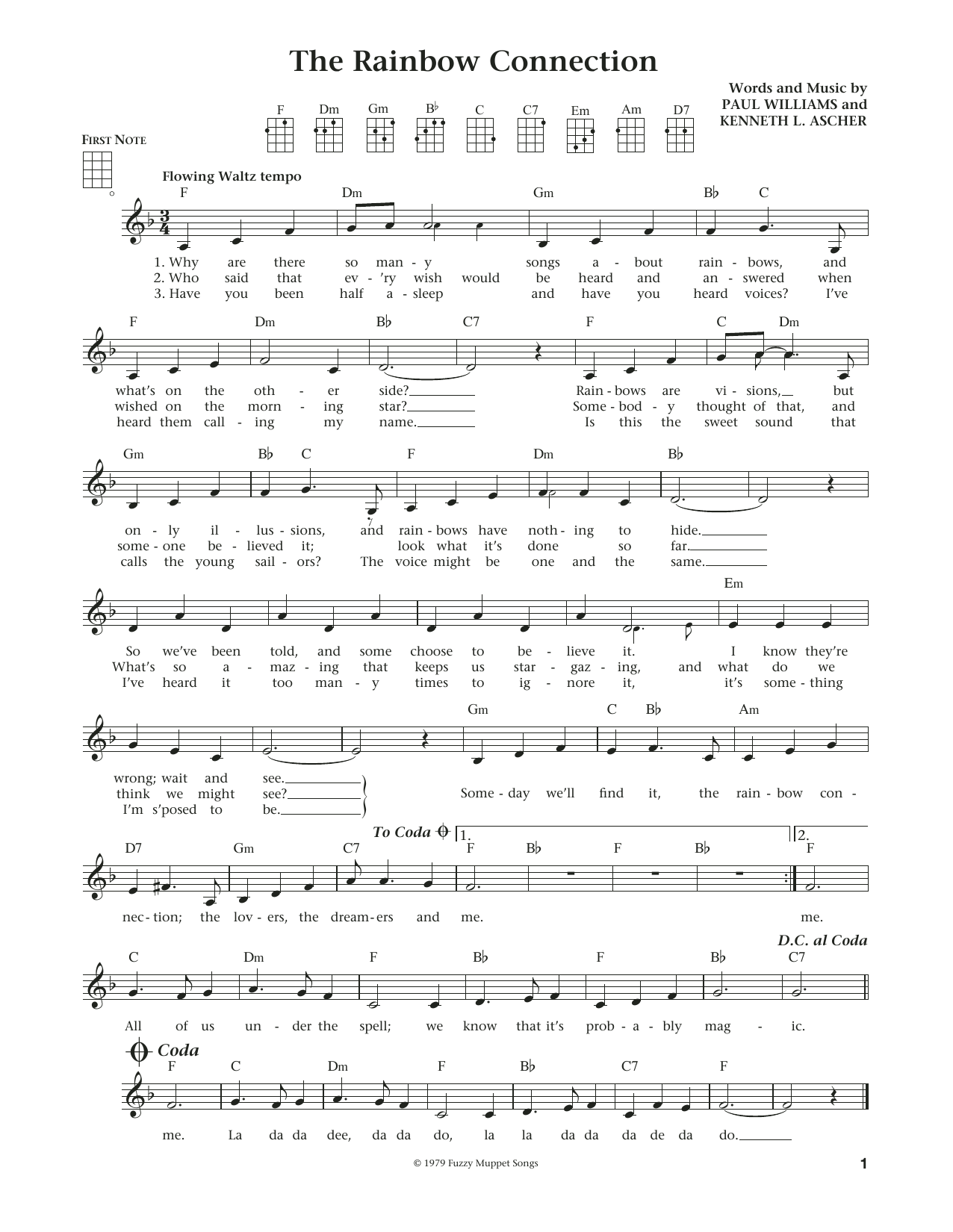 Download Paul Williams The Rainbow Connection Sheet Music and learn how to play Ukulele PDF digital score in minutes
