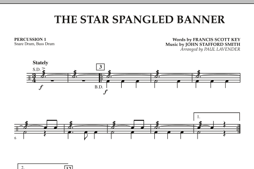 Paul Lavender 'Star Spangled Banner - Percussion 1' Sheet Music Notes,  Chords | Download Printable Orchestra - SKU: 272439