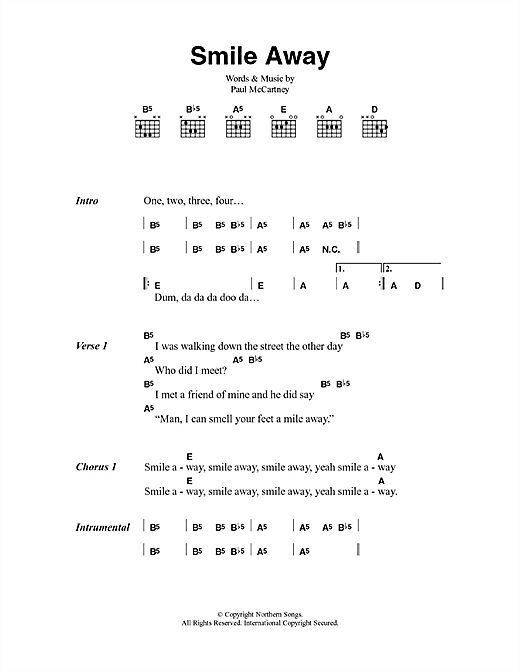 Paul Mccartney Smile Away Sheet Music Notes Chords Lyrics Chords Download Rock Pdf