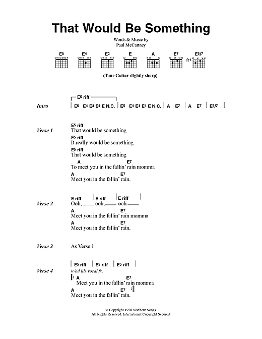Download Paul McCartney That Would Be Something Sheet Music and learn how to play Lyrics & Chords PDF digital score in minutes