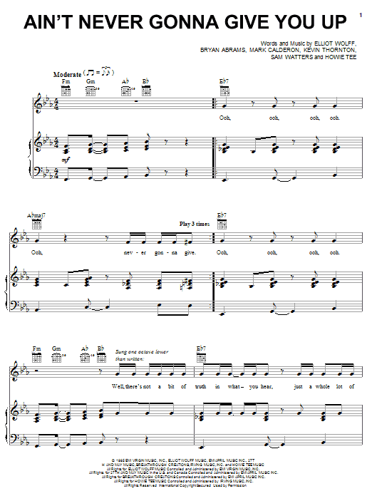 Download Paula Abdul Ain't Never Gonna Give You Up Sheet Music and learn how to play Piano, Vocal & Guitar (Right-Hand Melody) PDF digital score in minutes