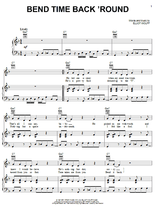 Download Paula Abdul Bend Time Back 'Round Sheet Music and learn how to play Piano, Vocal & Guitar (Right-Hand Melody) PDF digital score in minutes