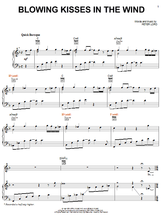 Download Paula Abdul Blowing Kisses In The Wind Sheet Music and learn how to play Piano, Vocal & Guitar (Right-Hand Melody) PDF digital score in minutes