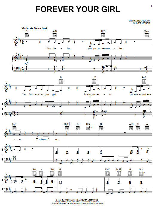 Download Paula Abdul Forever Your Girl Sheet Music and learn how to play Piano, Vocal & Guitar (Right-Hand Melody) PDF digital score in minutes