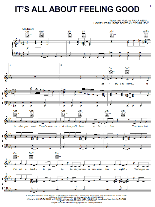 Download Paula Abdul It's All About Feeling Good Sheet Music and learn how to play Piano, Vocal & Guitar (Right-Hand Melody) PDF digital score in minutes