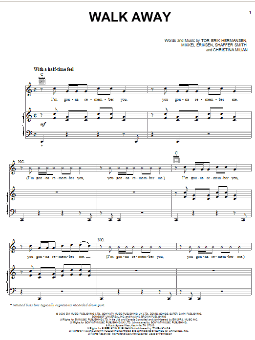 Download Paula DeAnda Walk Away (feat. The DEY) Sheet Music and learn how to play Piano, Vocal & Guitar (Right-Hand Melody) PDF digital score in minutes