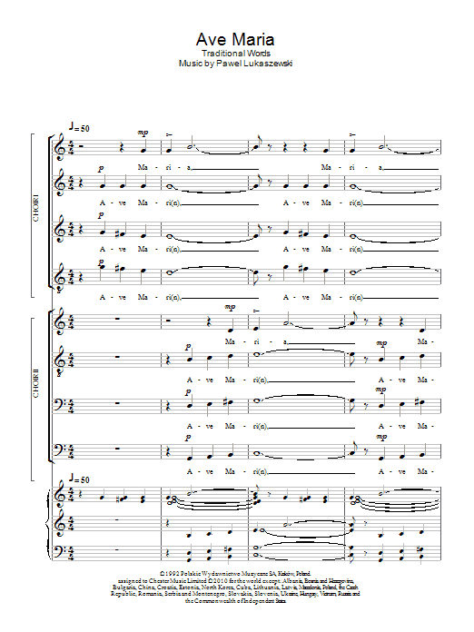 Download Pawel Lukaszewski Ave Maria Sheet Music and learn how to play SSA Choir PDF digital score in minutes
