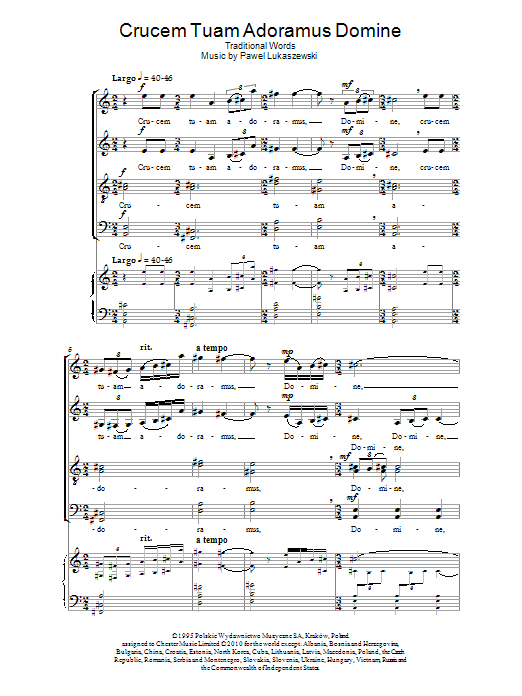 Download Pawel Lukaszewski Crucem Tuam Adoremus Domine Sheet Music and learn how to play Choir PDF digital score in minutes