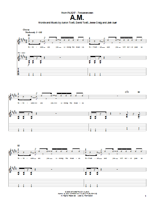 Download PAX217 A.M. Sheet Music and learn how to play Guitar Tab PDF digital score in minutes