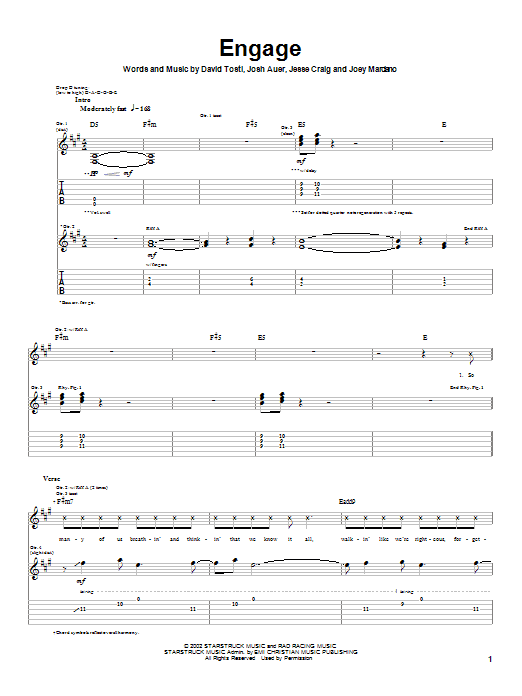 Download PAX217 Engage Sheet Music and learn how to play Guitar Tab PDF digital score in minutes