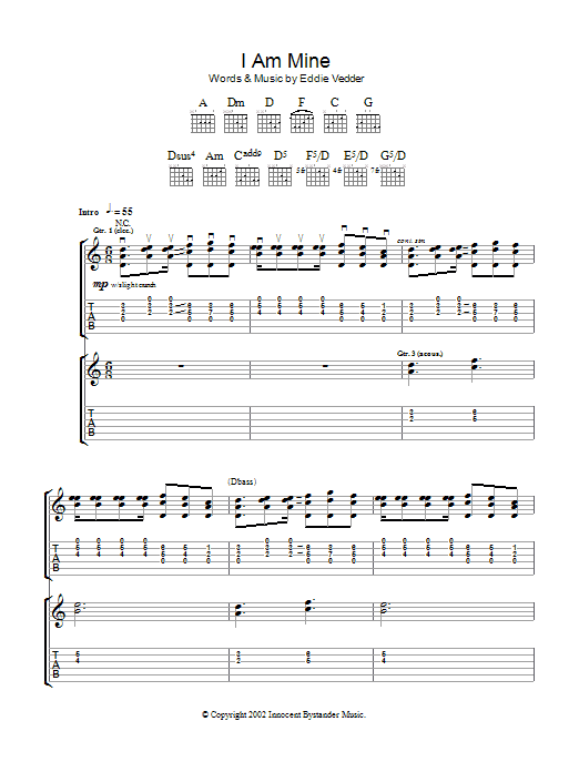 Download Pearl Jam I Am Mine Sheet Music and learn how to play Lyrics & Chords PDF digital score in minutes