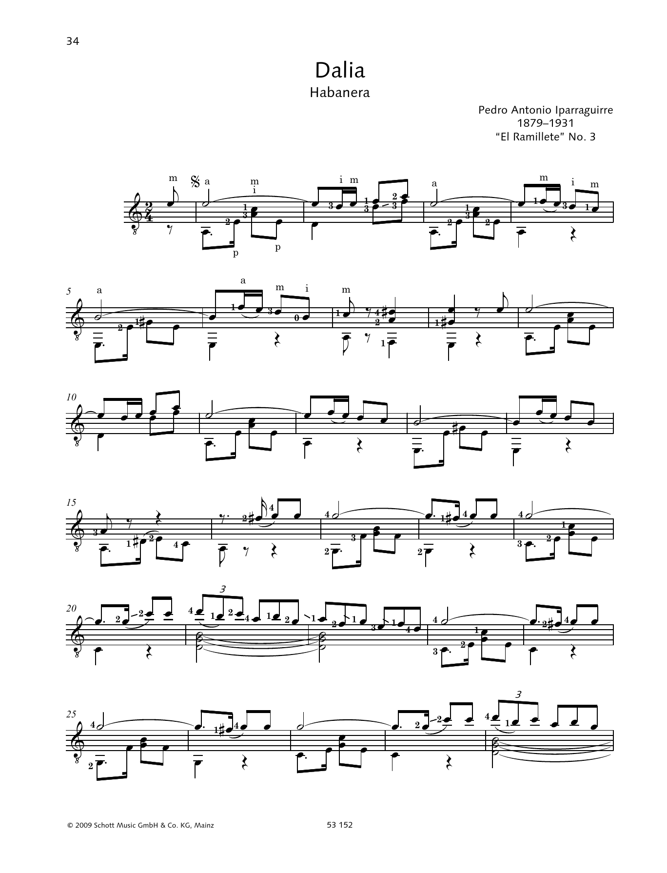 Download Pedro Antonio Iparraguirre Dalia Sheet Music and learn how to play Solo Guitar PDF digital score in minutes
