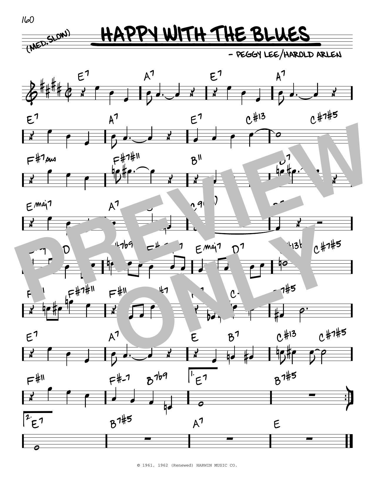 Download Peggy Lee Happy With The Blues Sheet Music and learn how to play Real Book – Melody & Chords PDF digital score in minutes