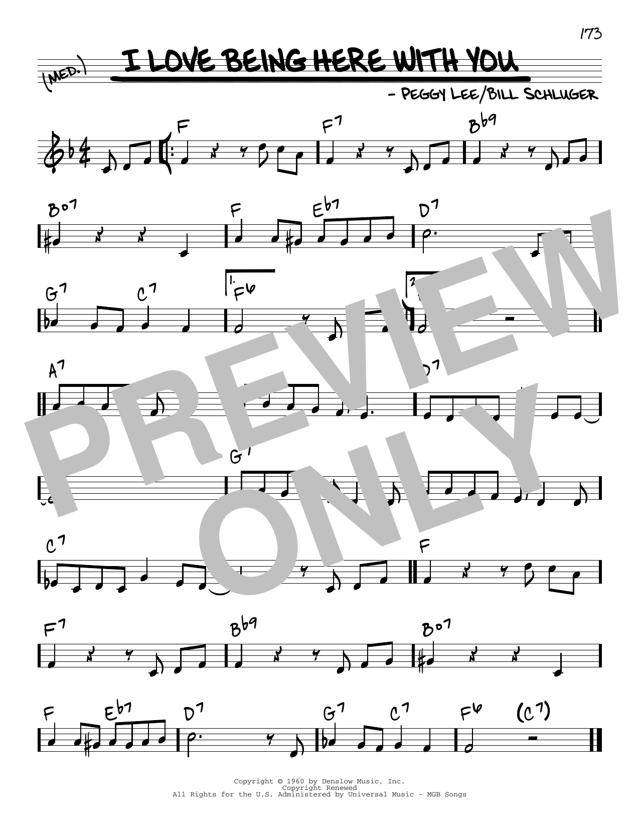 Download Peggy Lee I Love Being Here With You Sheet Music and learn how to play Real Book – Melody & Chords PDF digital score in minutes