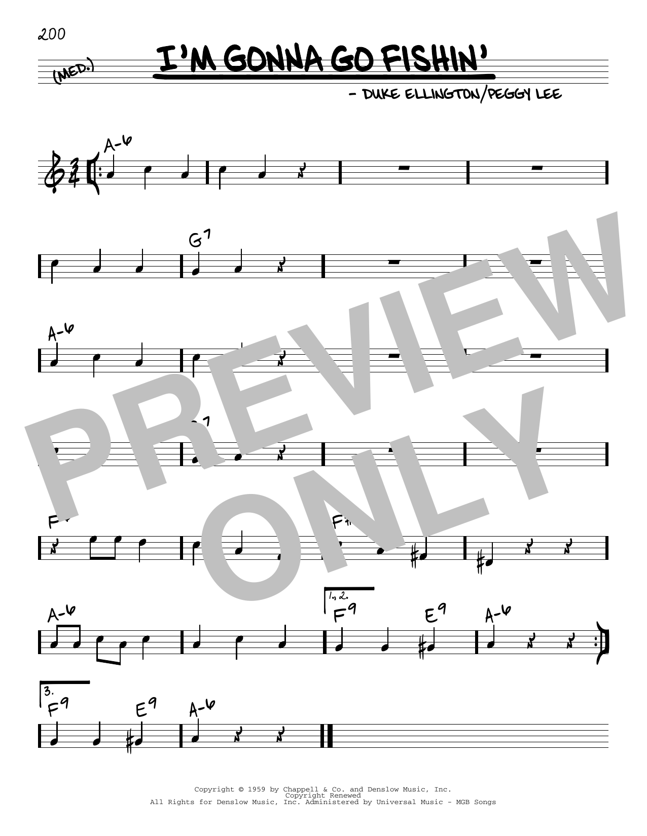 Download Peggy Lee I'm Gonna Go Fishin' Sheet Music and learn how to play Real Book – Melody & Chords PDF digital score in minutes