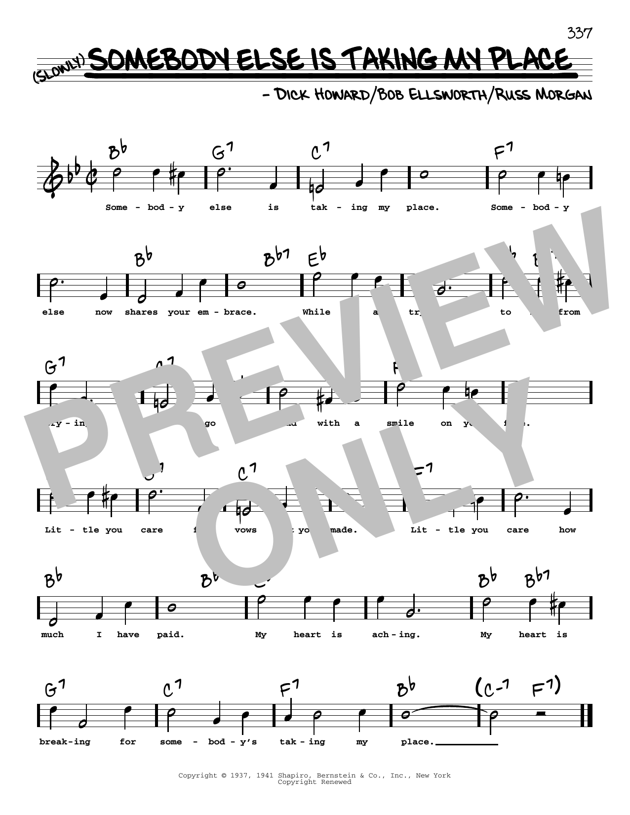 Download Peggy Lee Somebody Else Is Taking My Place (High Voice) Sheet Music and learn how to play Real Book – Melody, Lyrics & Chords PDF digital score in minutes