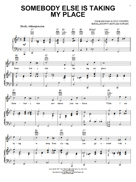 Download Peggy Lee Somebody Else Is Taking My Place Sheet Music and learn how to play Easy Piano PDF digital score in minutes