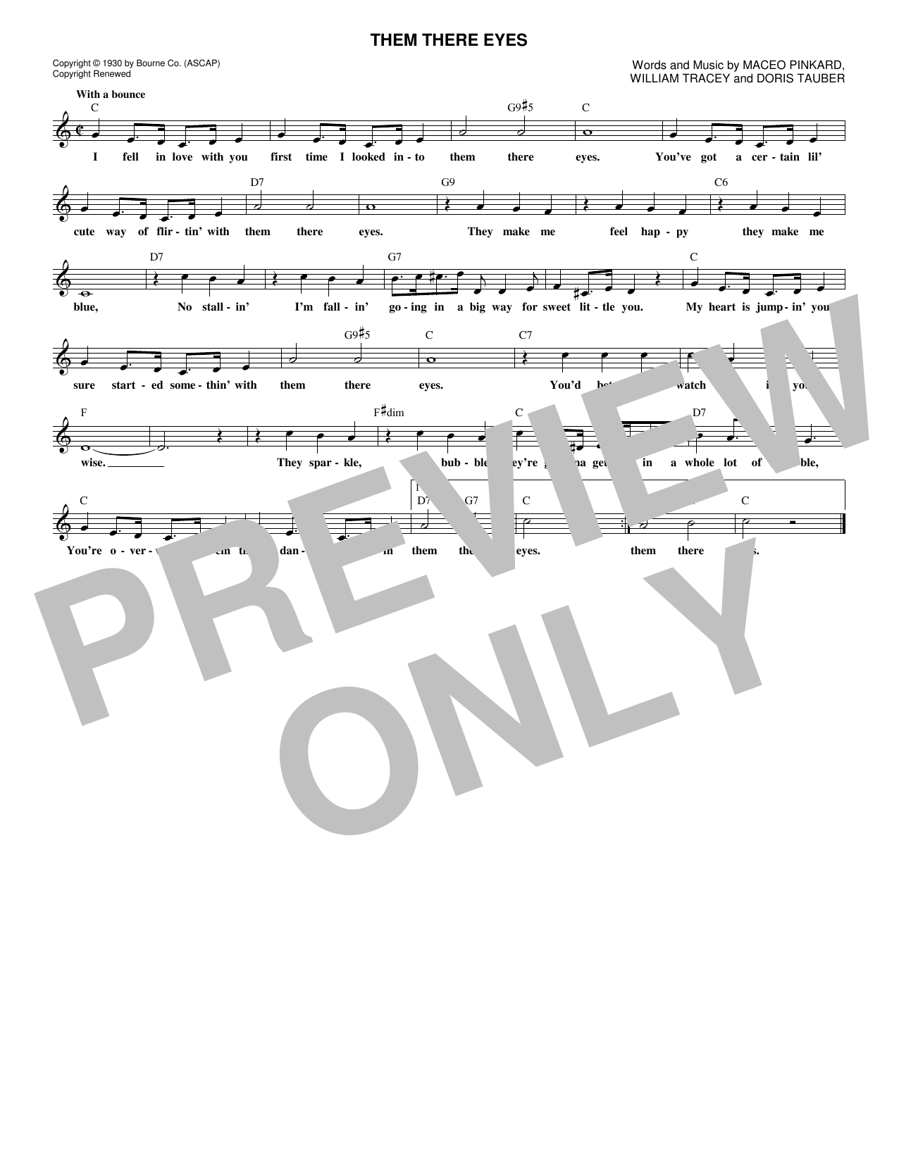 Download Peggy Lee Them There Eyes Sheet Music and learn how to play Melody Line, Lyrics & Chords PDF digital score in minutes