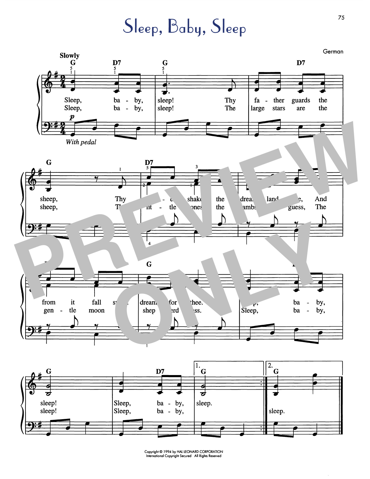 Download Pennsylvania Dutch Lullaby Sleep, Baby, Sleep Sheet Music and learn how to play Easy Piano PDF digital score in minutes