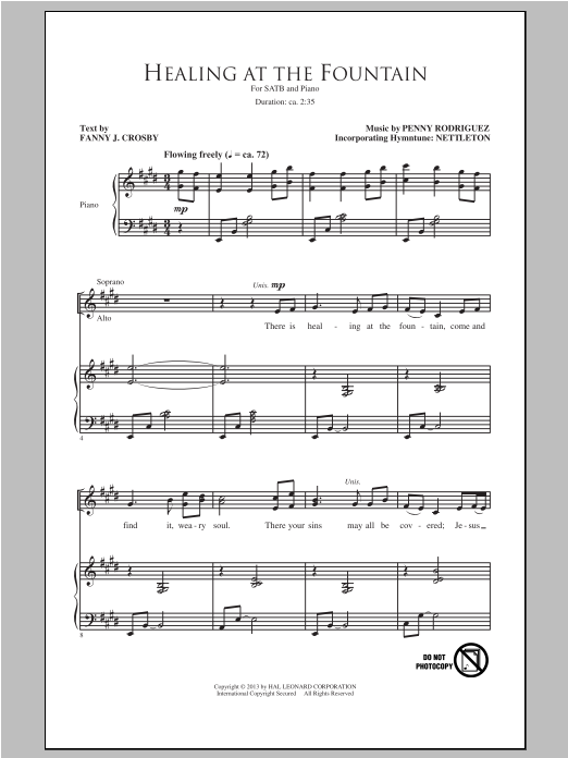 Download Penny Rodriguez Healing At The Fountain Sheet Music and learn how to play SATB PDF digital score in minutes