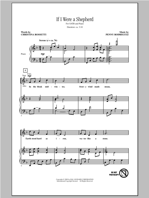 Download Penny Rodriguez If I Were A Shepherd Sheet Music and learn how to play SATB PDF digital score in minutes
