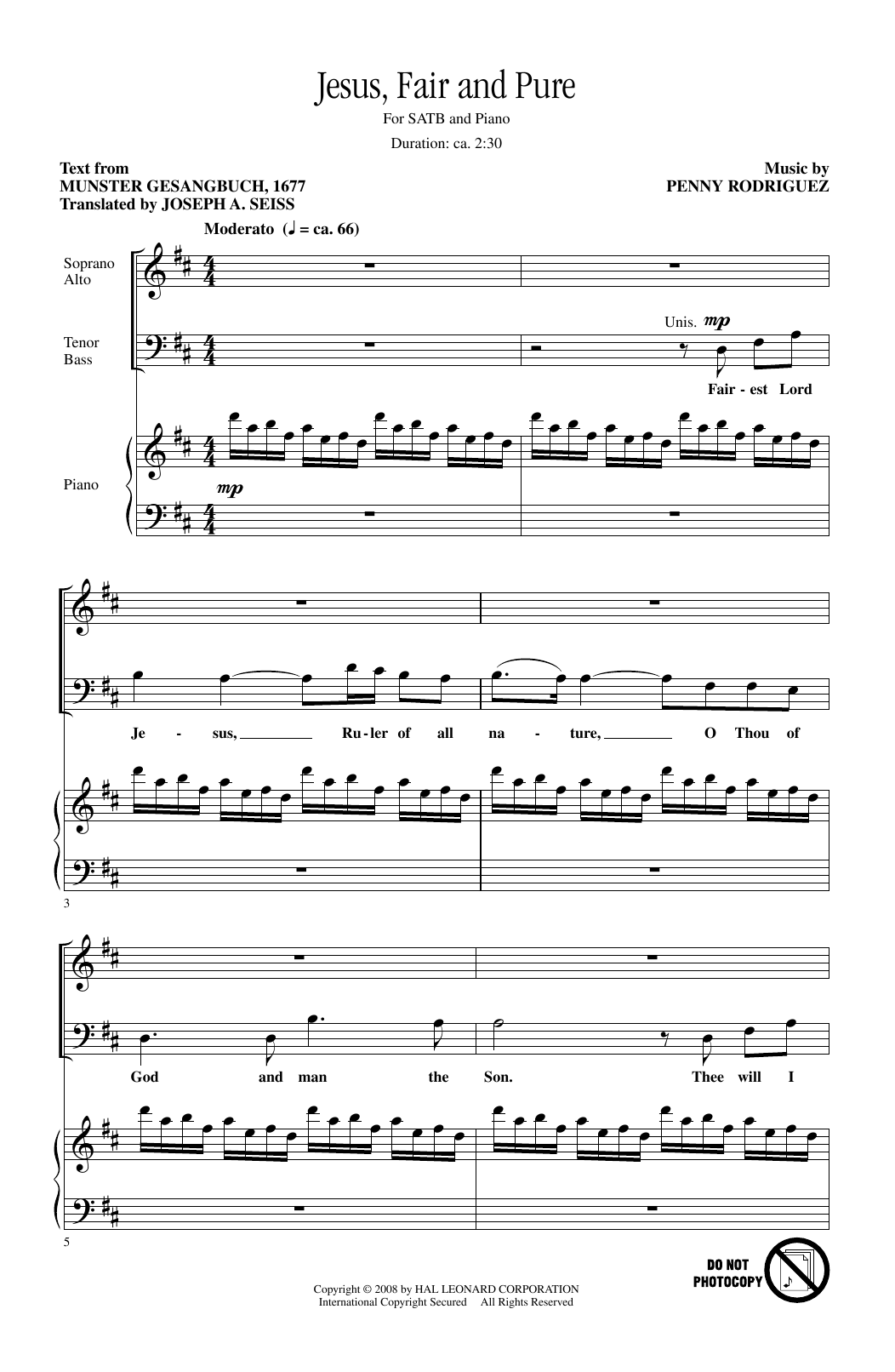 Download Penny Rodriguez Jesus, Fair And Pure Sheet Music and learn how to play SATB PDF digital score in minutes