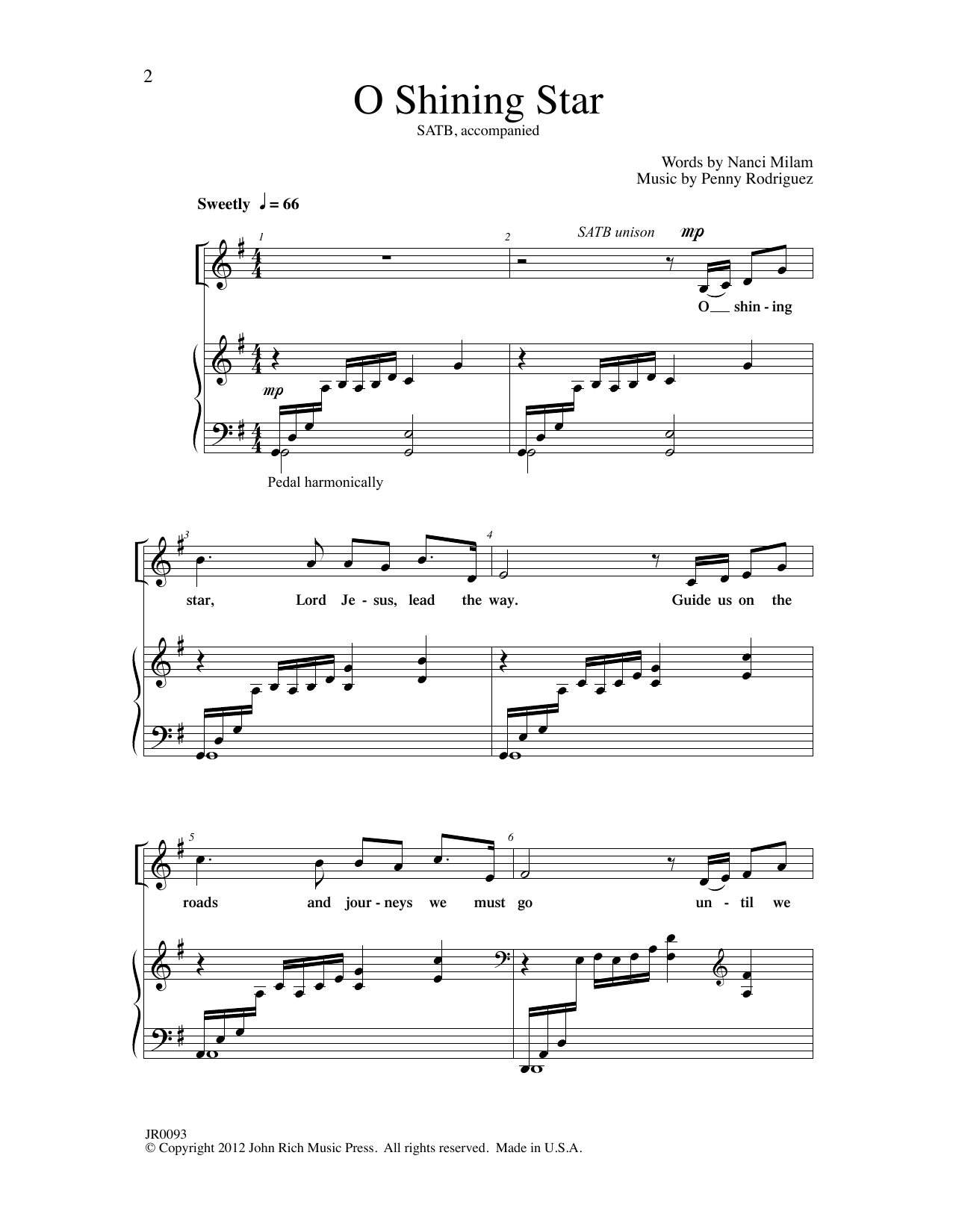 Download Penny Rodriguez O Shining Star Sheet Music and learn how to play SATB Choir PDF digital score in minutes