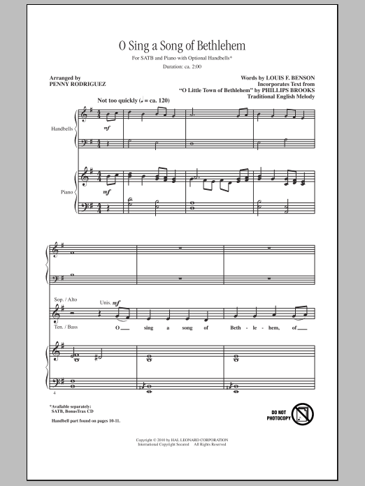 Download Penny Rodriguez O Sing A Song Of Bethlehem Sheet Music and learn how to play SATB Choir PDF digital score in minutes