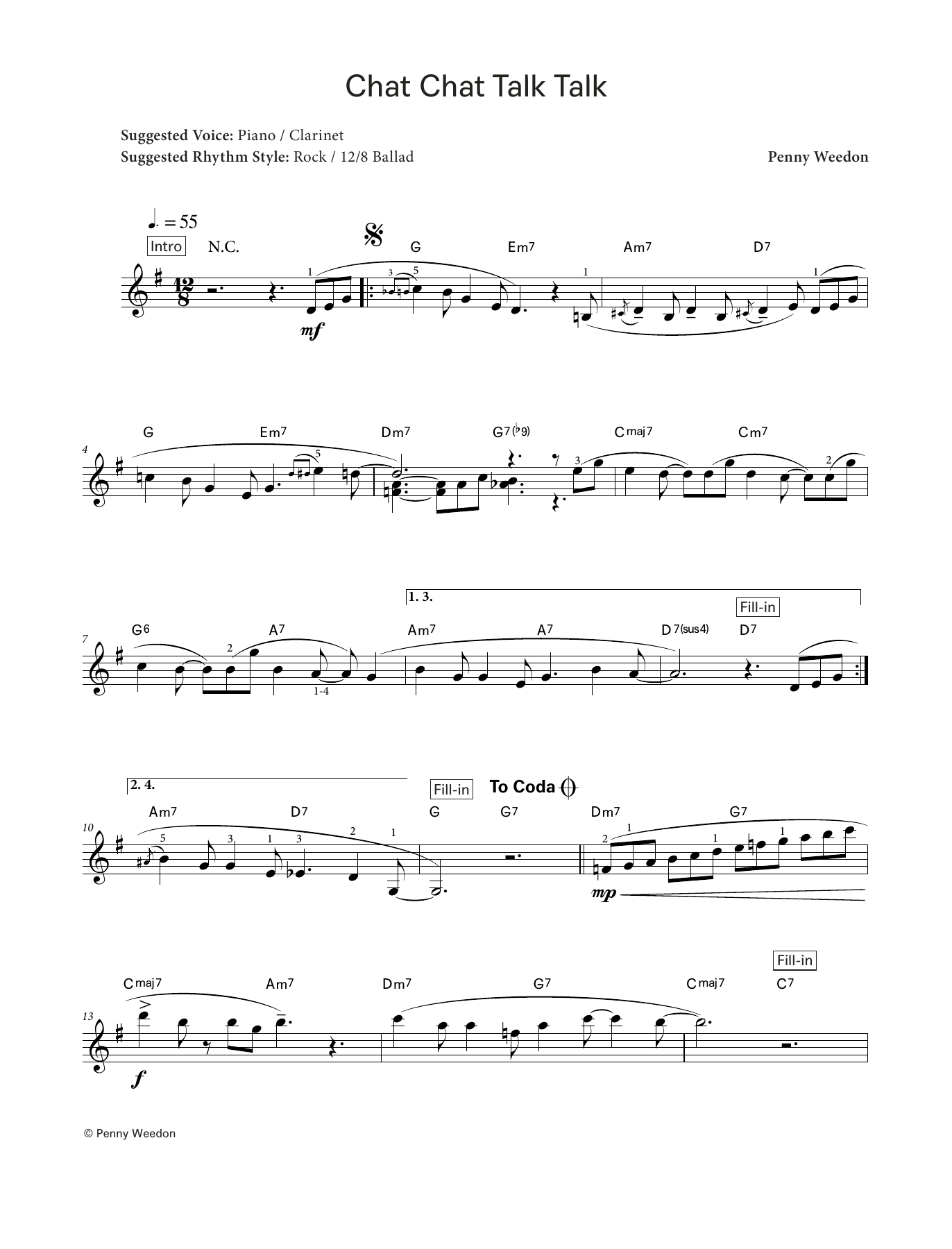 Download Penny Weedon Chat Chat Talk Talk (LCME Electronic Keyboard Grade 6 List C) Sheet Music and learn how to play Piano Solo PDF digital score in minutes