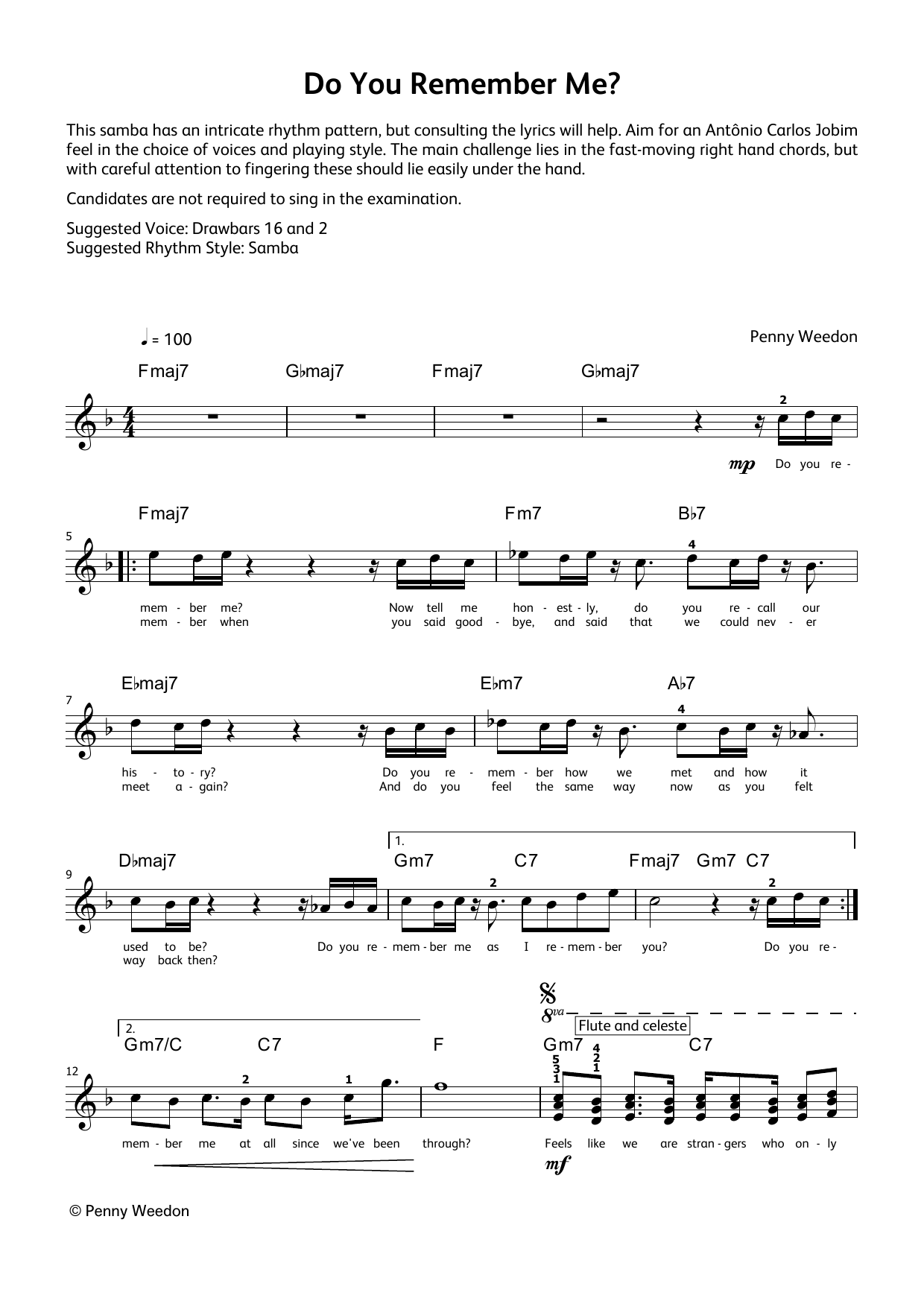 Download Penny Weedon Do You Remember Me (LCME Electronic Keyboard Grade 8 List B & C) Sheet Music and learn how to play Piano Solo PDF digital score in minutes