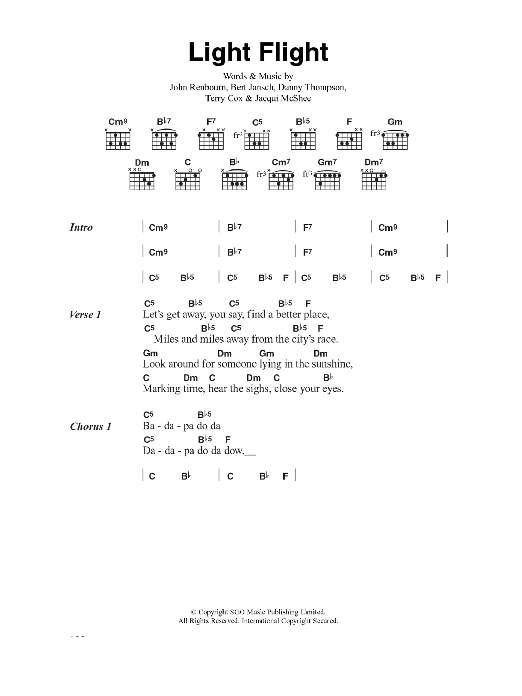 Download Pentangle Light Flight Sheet Music and learn how to play Lyrics & Chords PDF digital score in minutes