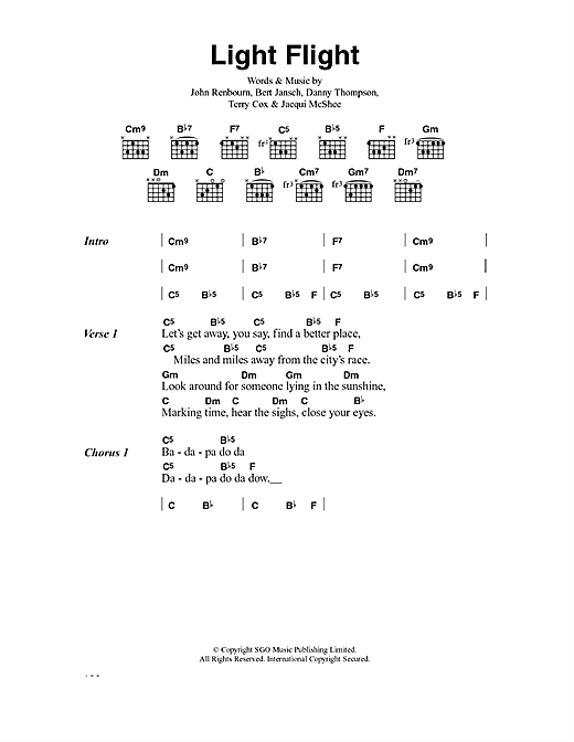 Download Pentangle Light Flight Sheet Music and learn how to play Lyrics & Chords PDF digital score in minutes