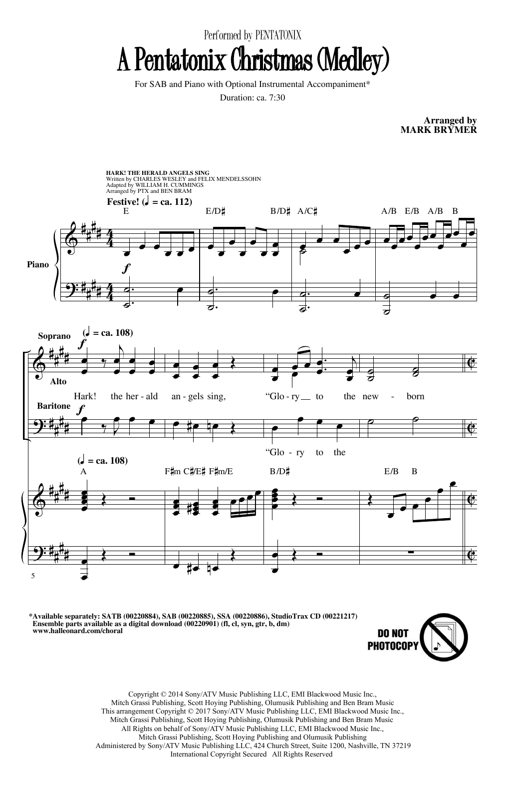 Download Mark Brymer Hark! The Herald Angels Sing Sheet Music and learn how to play SATB PDF digital score in minutes