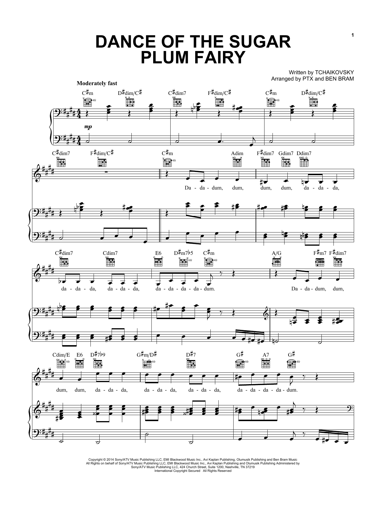 Download Pentatonix Dance Of The Sugar Plum Fairy Sheet Music and learn how to play Piano, Vocal & Guitar (Right-Hand Melody) PDF digital score in minutes