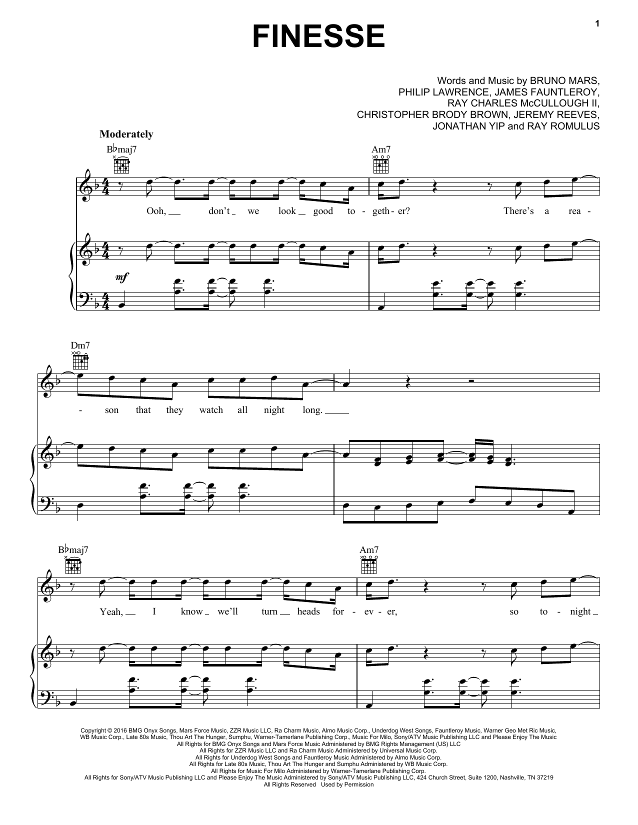 Download Pentatonix Finesse Sheet Music and learn how to play Piano, Vocal & Guitar (Right-Hand Melody) PDF digital score in minutes