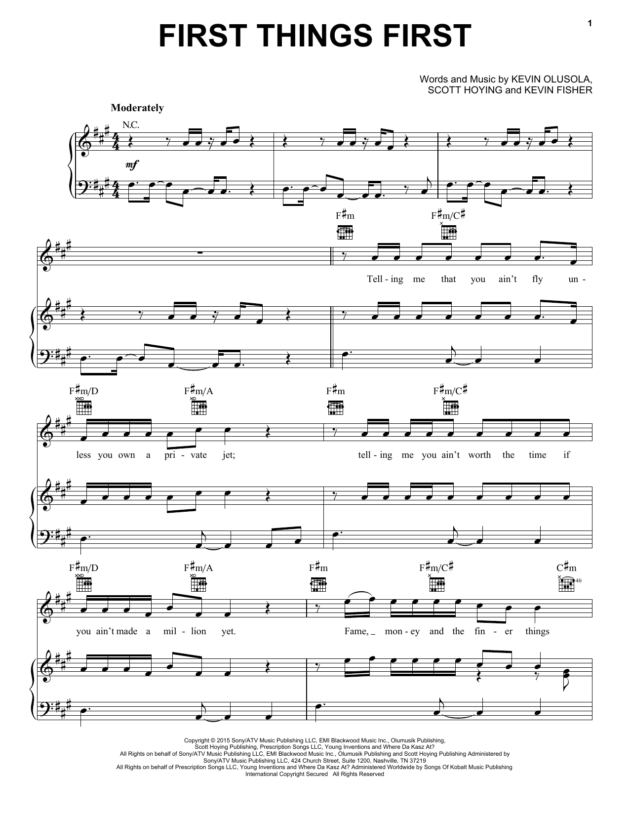 Download Pentatonix First Things First Sheet Music and learn how to play Piano, Vocal & Guitar (Right-Hand Melody) PDF digital score in minutes