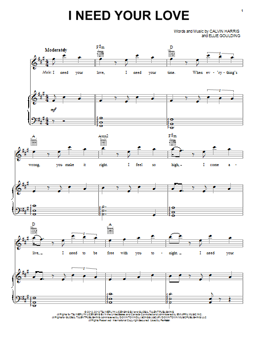 Download Pentatonix I Need Your Love Sheet Music and learn how to play Piano, Vocal & Guitar (Right-Hand Melody) PDF digital score in minutes