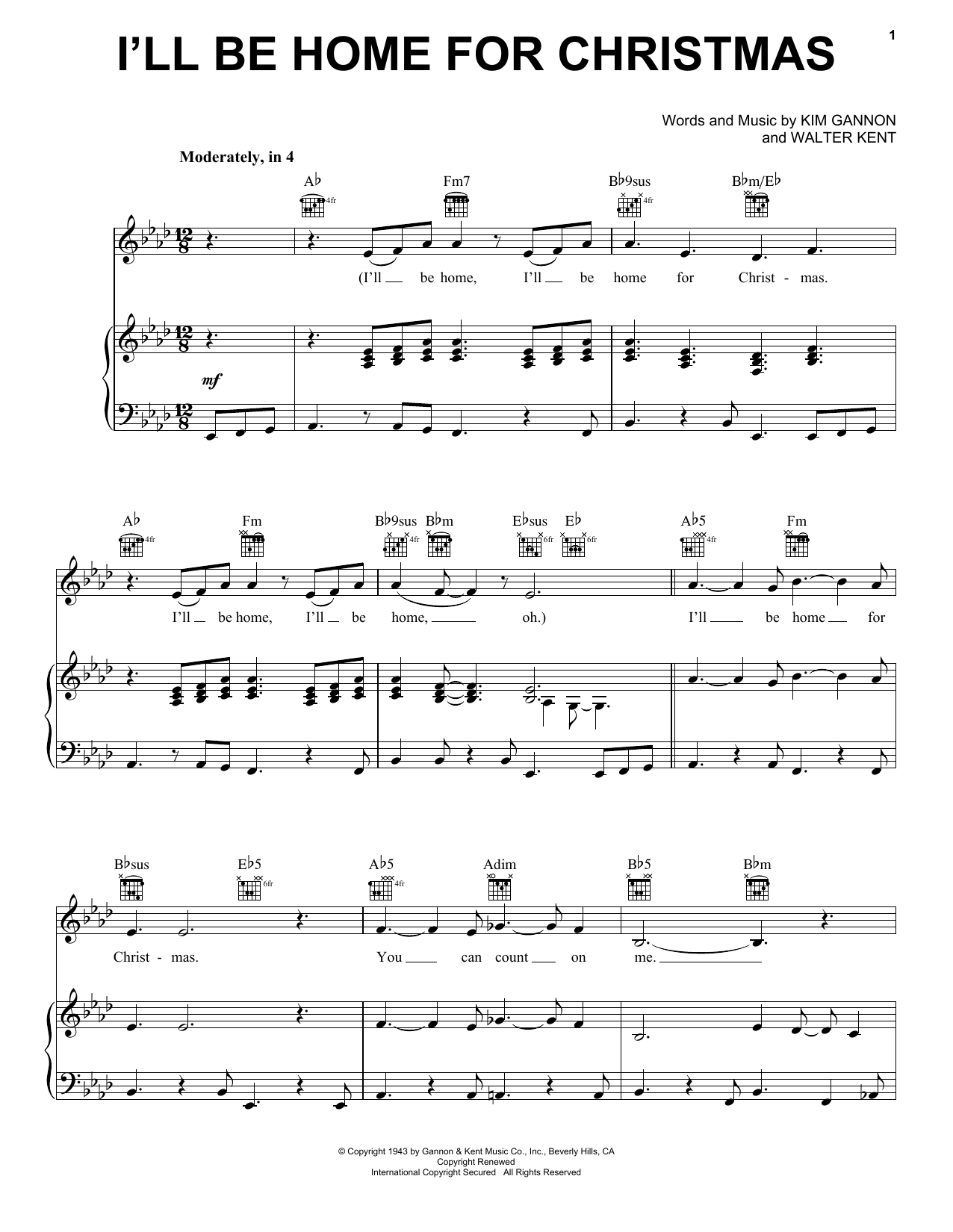Download Pentatonix I'll Be Home For Christmas Sheet Music and learn how to play Piano, Vocal & Guitar (Right-Hand Melody) PDF digital score in minutes