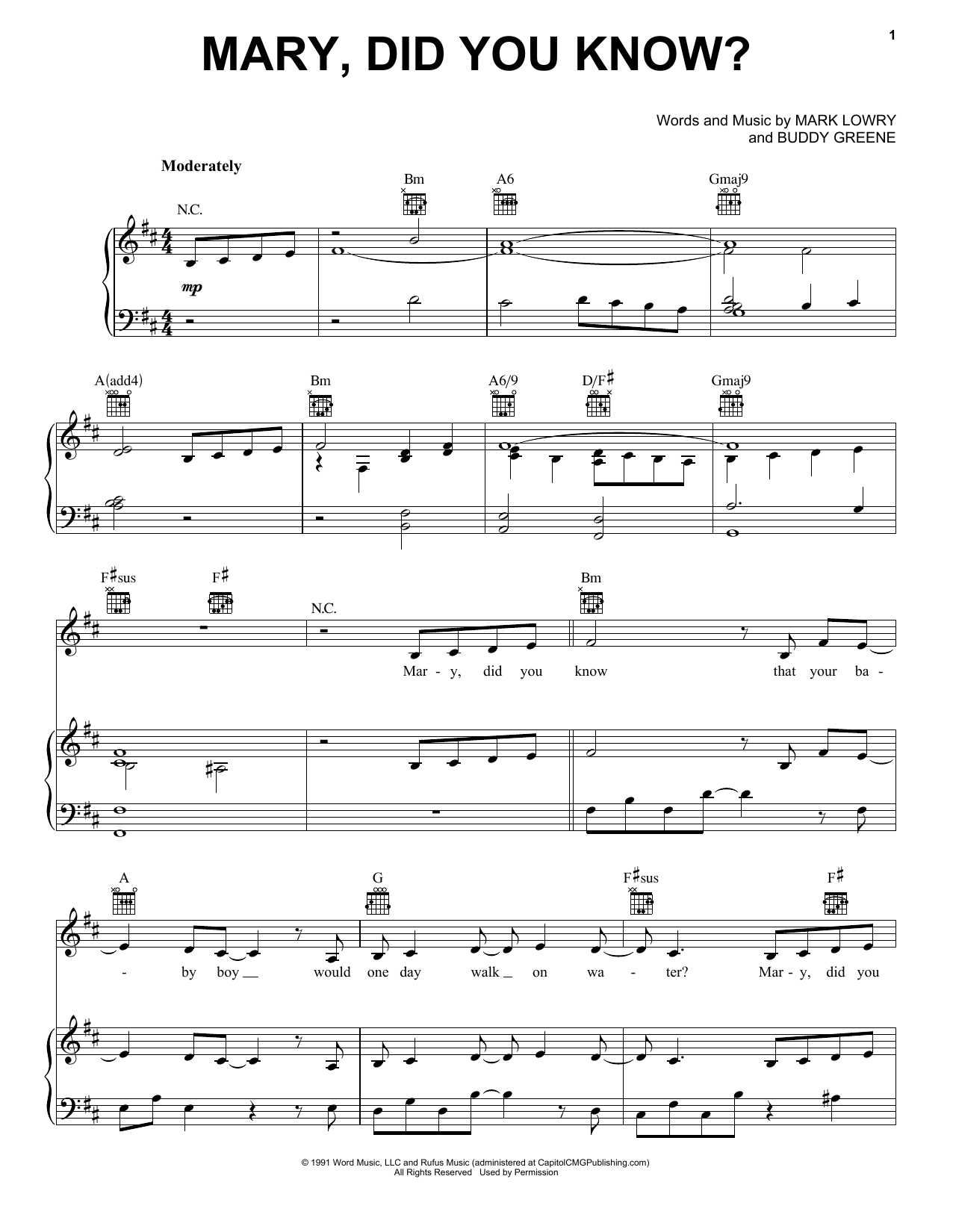 Download Pentatonix Mary, Did You Know? Sheet Music and learn how to play Piano, Vocal & Guitar (Right-Hand Melody) PDF digital score in minutes