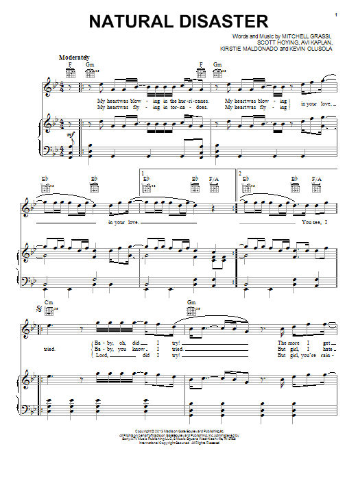 Download Pentatonix Natural Disaster Sheet Music and learn how to play Piano, Vocal & Guitar (Right-Hand Melody) PDF digital score in minutes