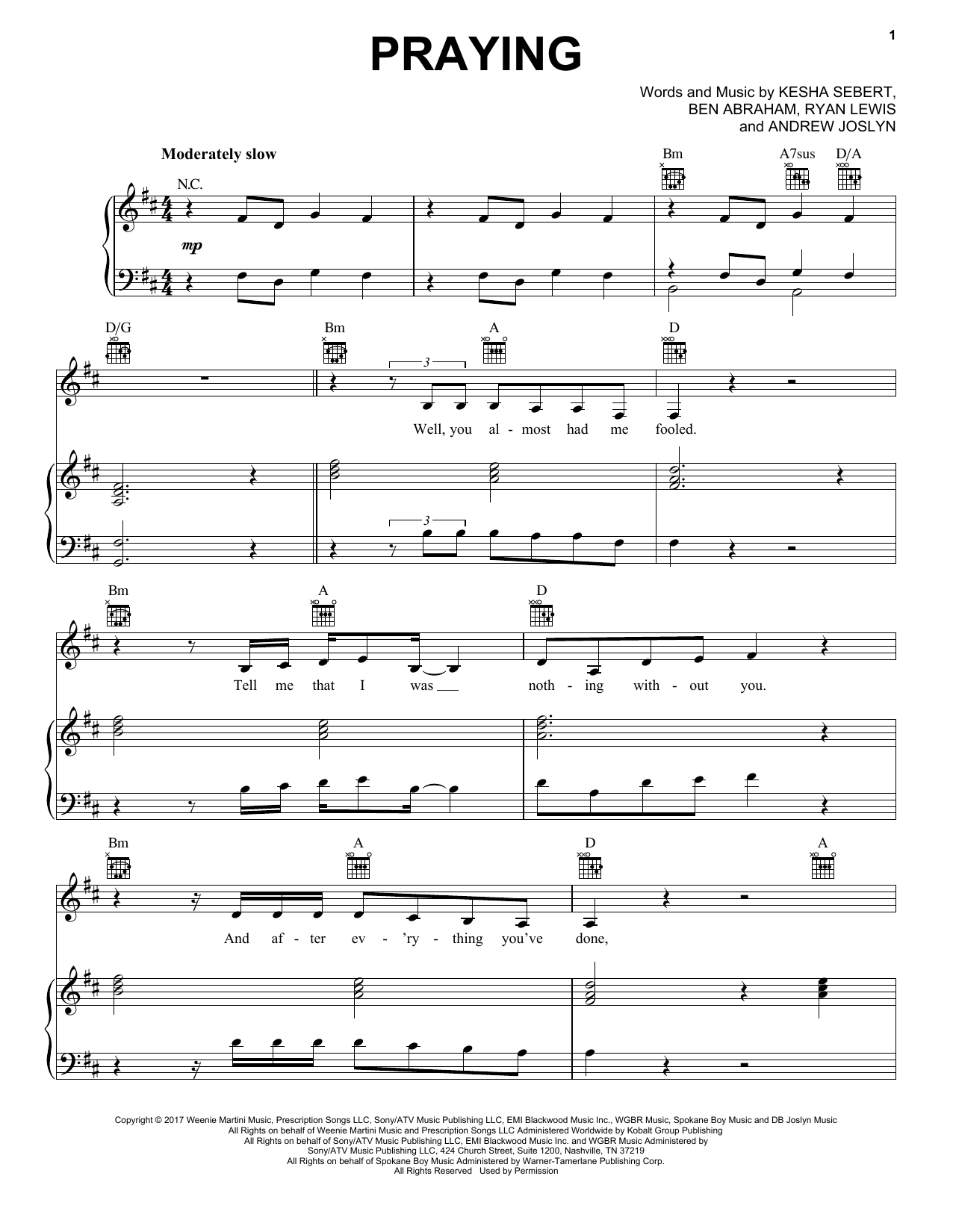 Download Pentatonix Praying Sheet Music and learn how to play Piano, Vocal & Guitar (Right-Hand Melody) PDF digital score in minutes