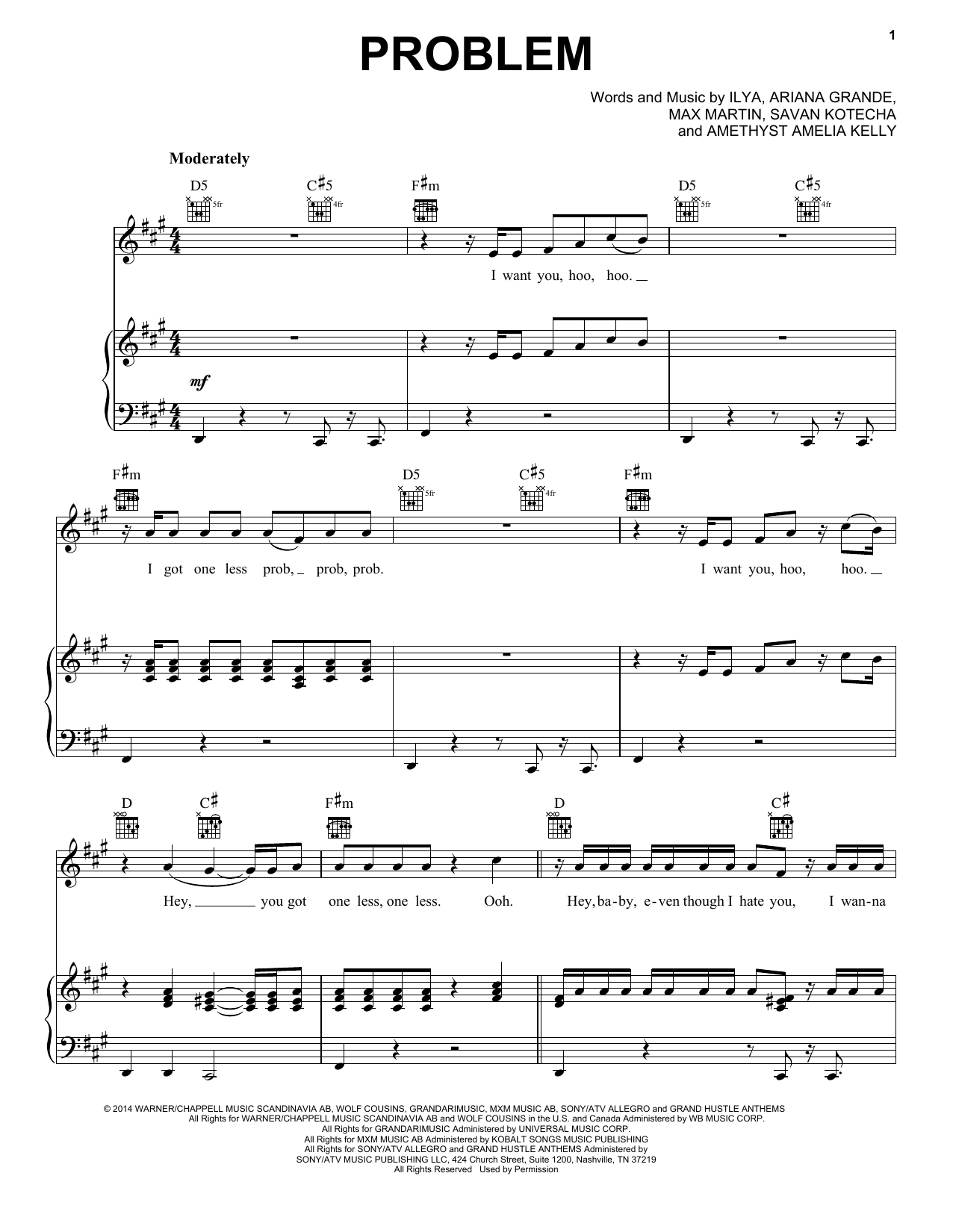 Download Pentatonix Problem Sheet Music and learn how to play Piano, Vocal & Guitar (Right-Hand Melody) PDF digital score in minutes
