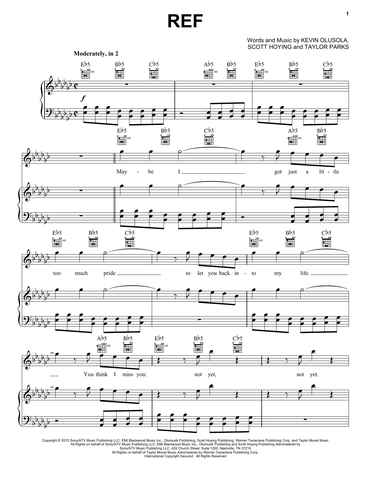 Download Pentatonix Ref Sheet Music and learn how to play Piano, Vocal & Guitar (Right-Hand Melody) PDF digital score in minutes