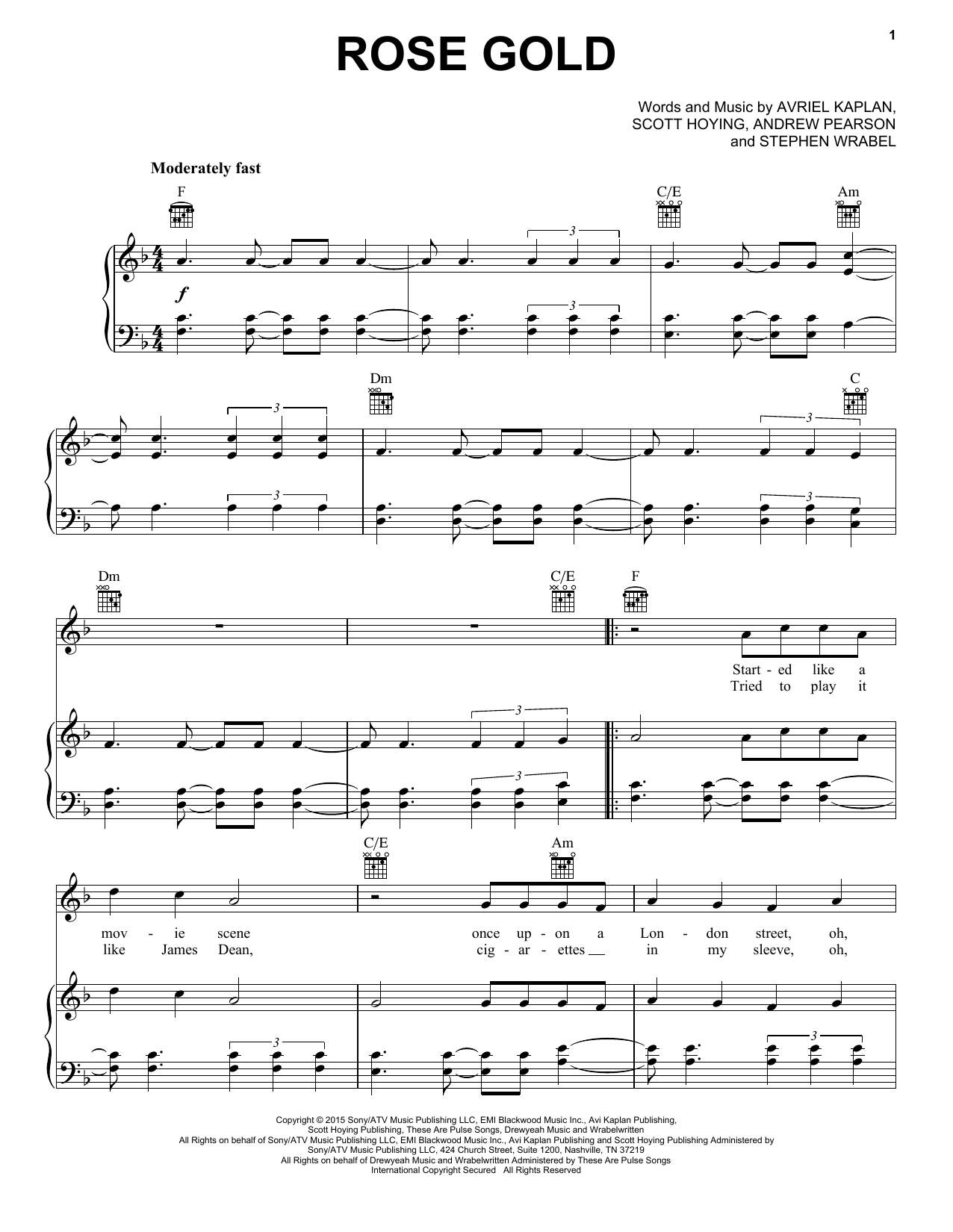 Download Pentatonix Rose Gold Sheet Music and learn how to play Piano, Vocal & Guitar (Right-Hand Melody) PDF digital score in minutes