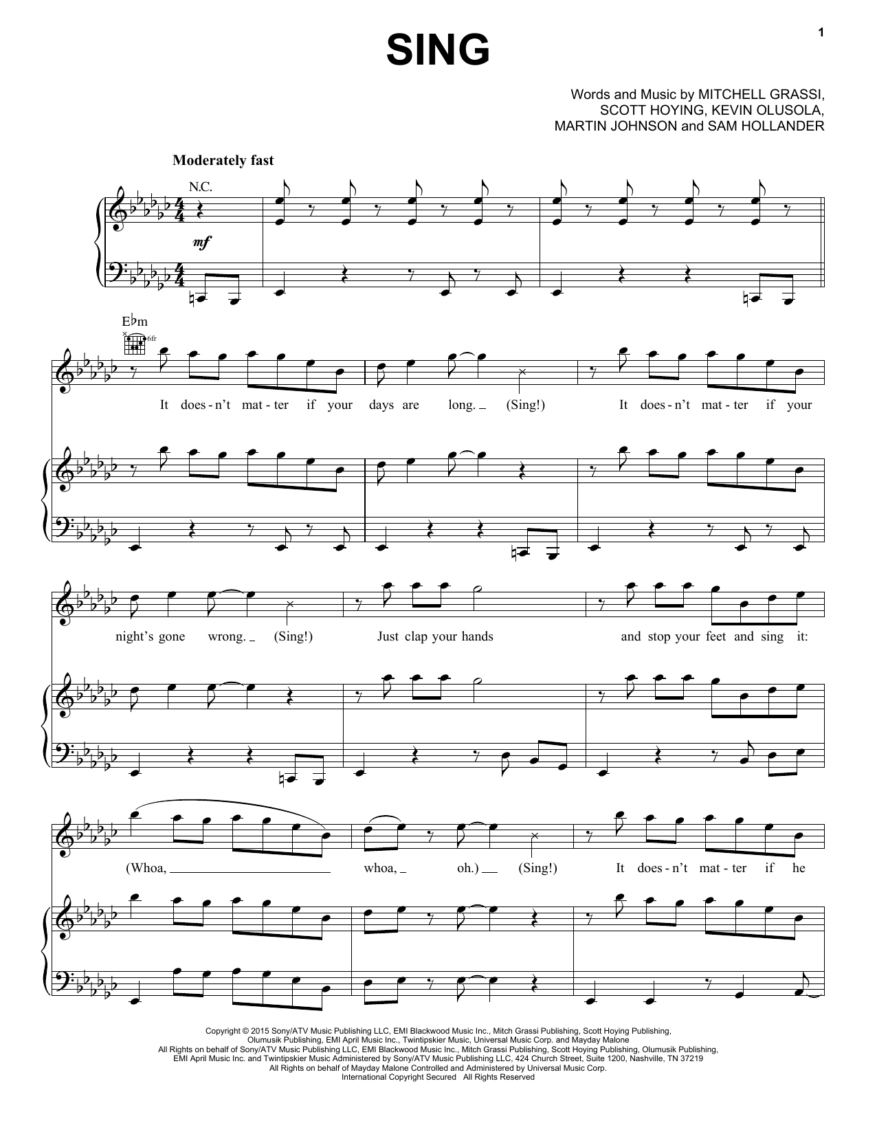 Download Pentatonix Sing Sheet Music and learn how to play Piano, Vocal & Guitar (Right-Hand Melody) PDF digital score in minutes