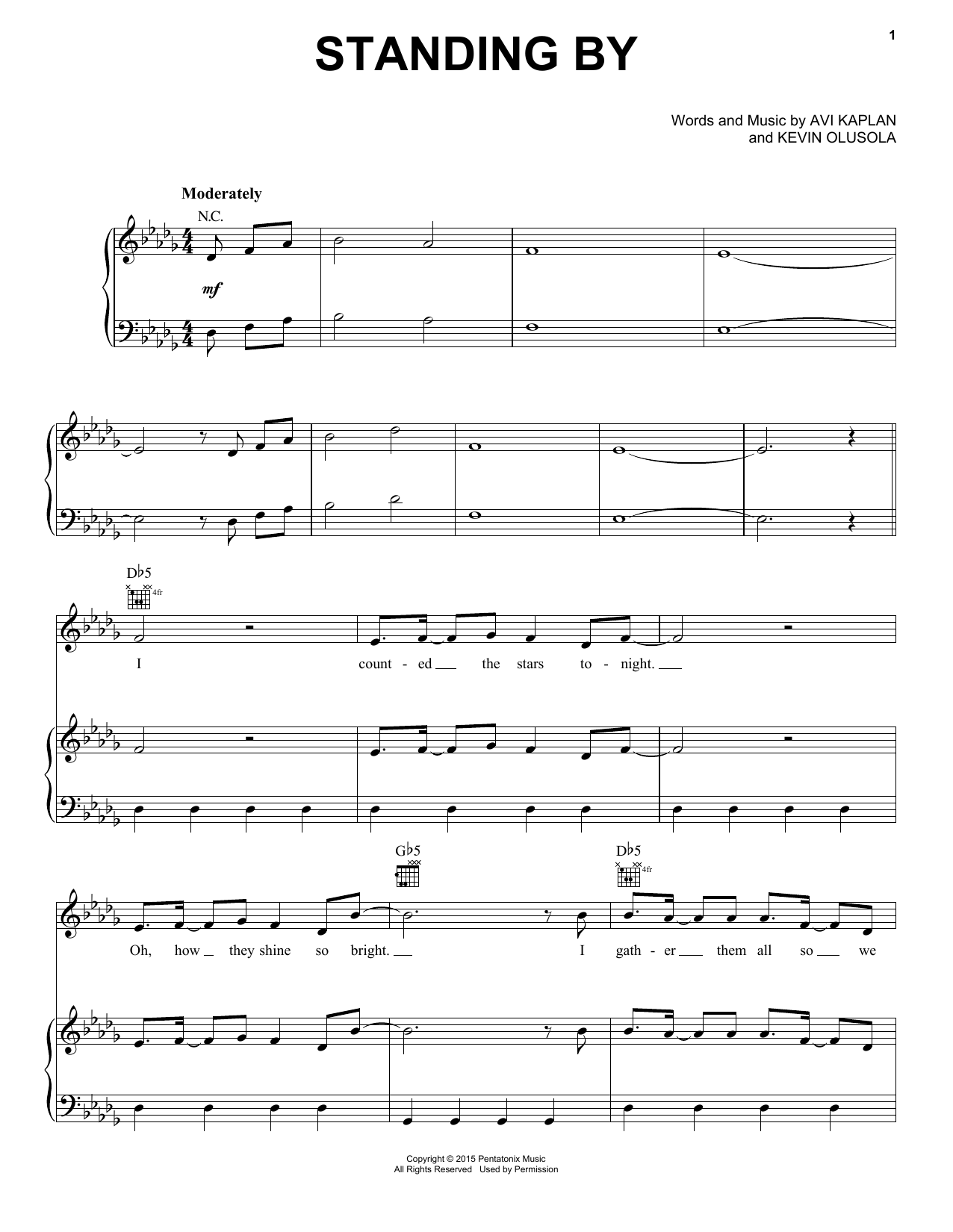 Download Pentatonix Standing By Sheet Music and learn how to play Piano, Vocal & Guitar (Right-Hand Melody) PDF digital score in minutes