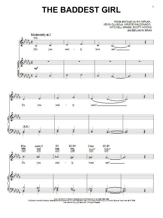 Download Pentatonix The Baddest Girl Sheet Music and learn how to play Piano, Vocal & Guitar (Right-Hand Melody) PDF digital score in minutes